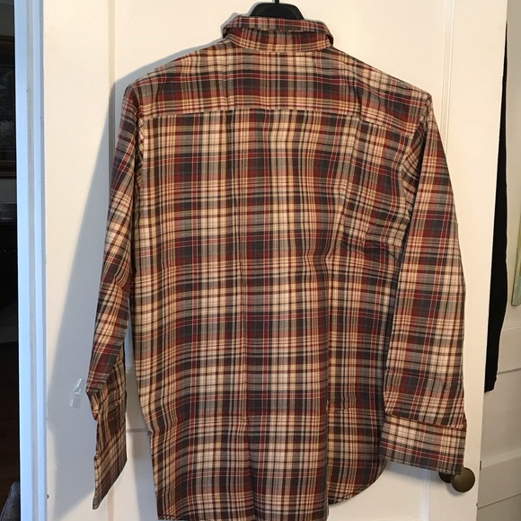 Timberland 100% Cotton Red and Brown Plaid Casual Shirt Large - Picture 3 of 5